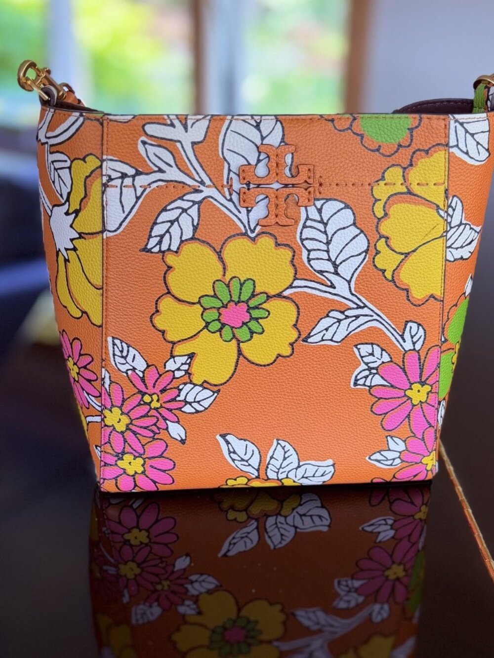Authentic Tory Burch McGraw Printed Hobo Bag in Rust Wallpaper Floral, Like New